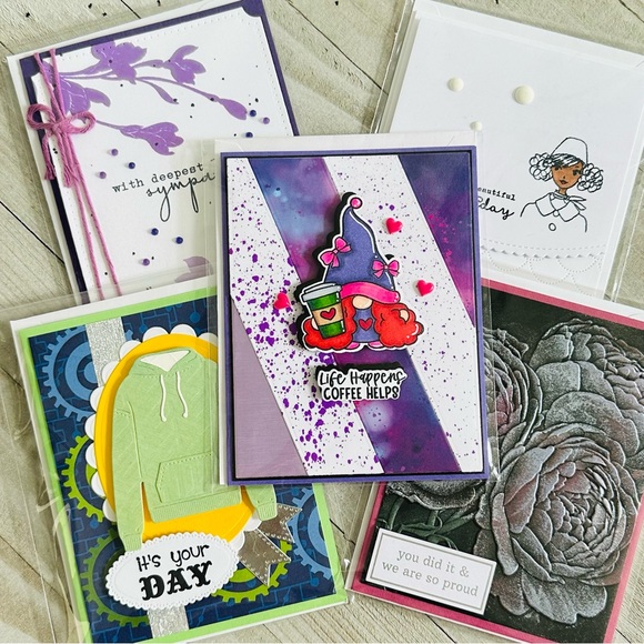 Handmade Greeting Cards - Set of 5. Combo Set “B” 2 addt’l surprise cards! - Picture 1 of 6